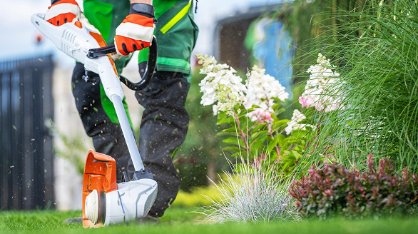 Person mowing the lawn